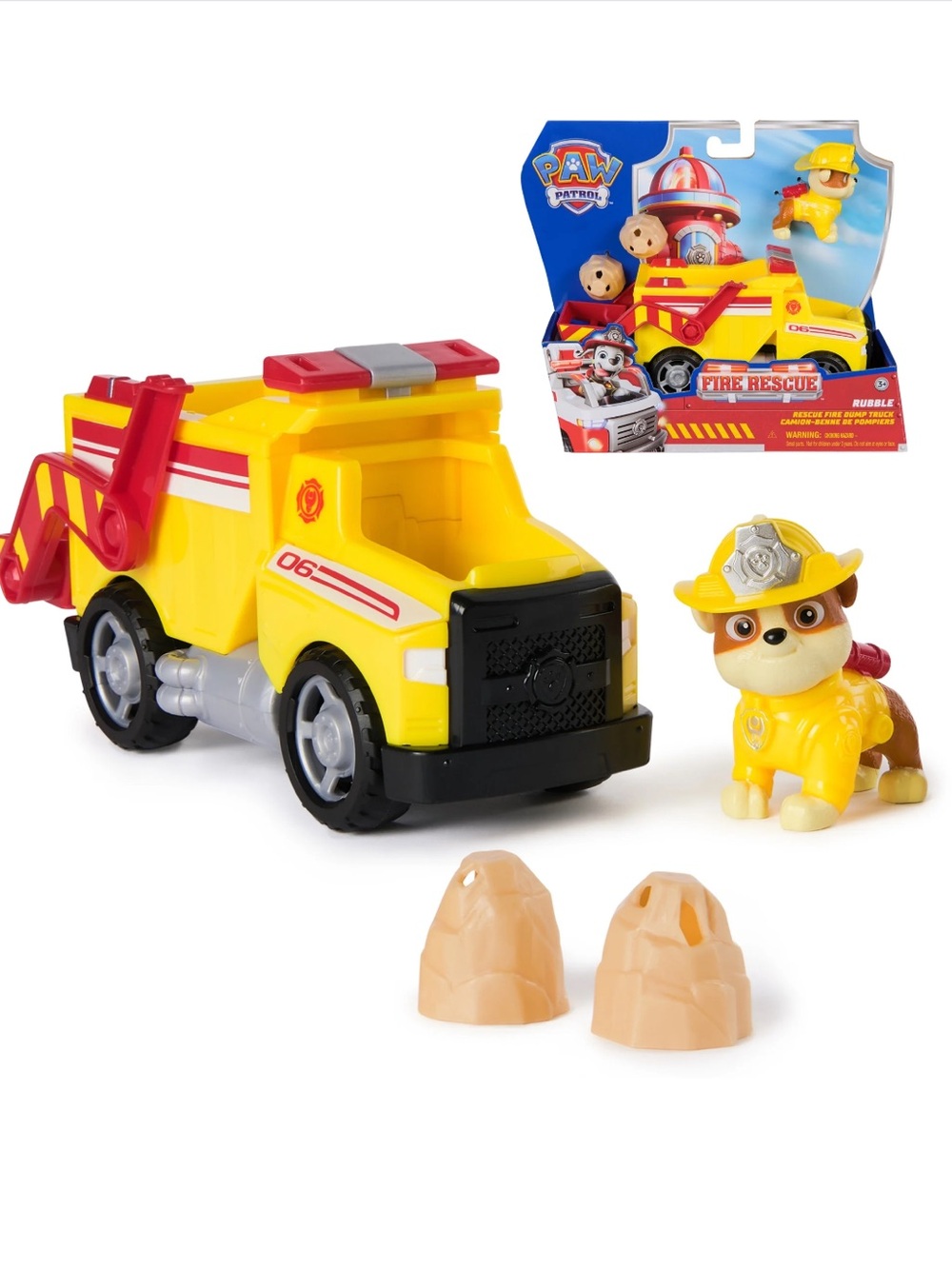 PAW Patrol Fire Rescue Rubble's Dump Truck with Rubble Figure & Launcher *NEW*